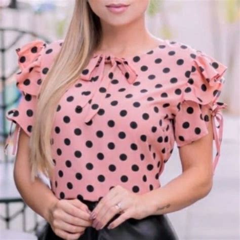 Polka Dot Ruffle Trim Blouse Artofit