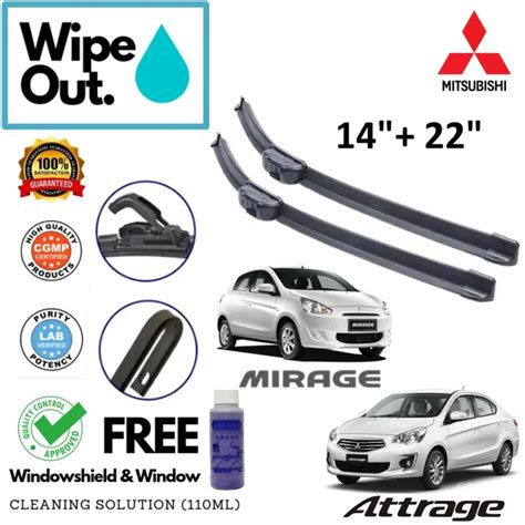 Mitsubishi Attrage Mirage WipeOut NANODRY SILICONE Wiper Blade 14