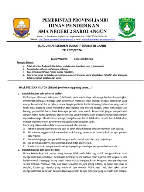 Soal Kelas Xii Ganjil 2023 Pdf