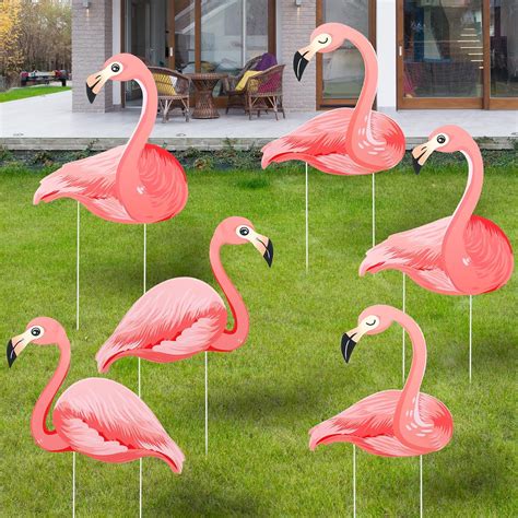 Amazon Geetery 6 Pcs Pink Flamingos Yard Decorations Flamingo