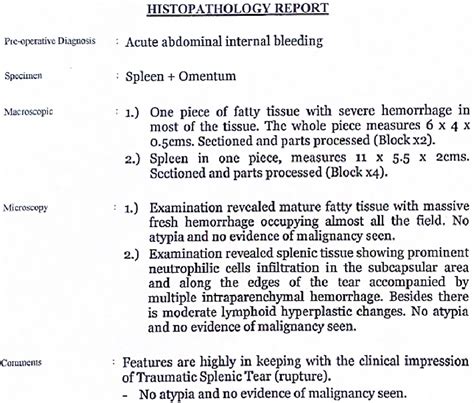 Figure 2 From Primary Spontaneous Splenic Rupture A Rare And Life