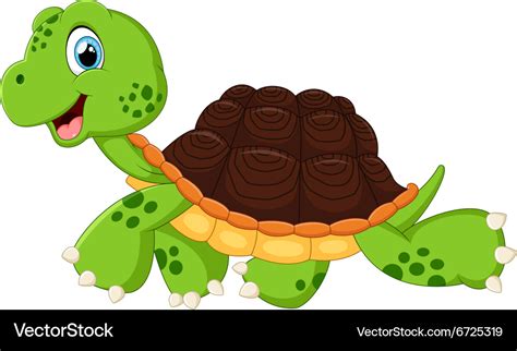 Happy turtle walking Royalty Free Vector Image