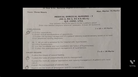 2nd Year Bsc Nursing Question Paper Medical Surgical Nursing 1