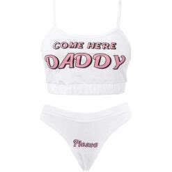 Come Here Daddy Printed Lingerie Set Cute Sissy