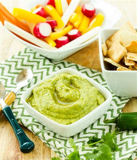 Cilantro Jalapeno Hummus Garnish With Lemon Cilantro Jalapeno