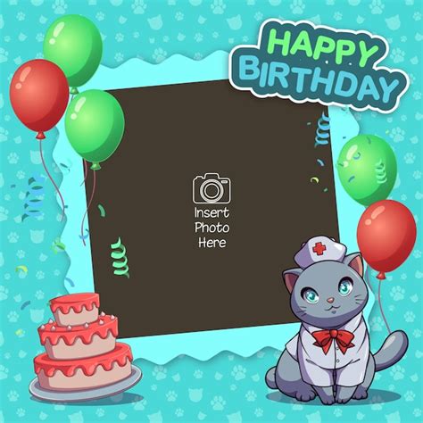 Premium Vector Happy Birthday Photo Frame For Pets