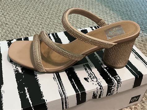 Dolce Vita Myla Nude Sparkle Shoes Heels Sandals Tan Gem