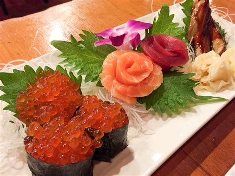 Salmon Roe Nigiri And Sashimi Salmon And Tuna Sashimi And Unagi Eel
