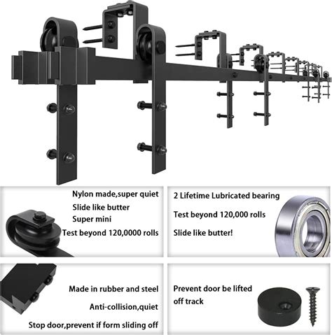 Buy WINSOON 8FT Sliding Bypass Barn Wood Door Hardware 8 Rollers Kit