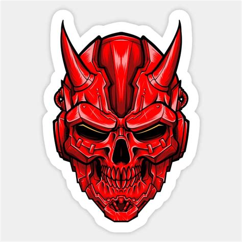 Mecha Devil Skull Mecha Sticker Teepublic Santa Cruz Stickers