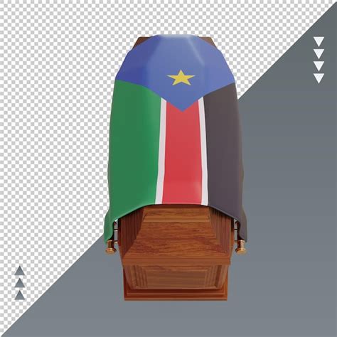 3d caixão bandeira do sudão do sul renderização vista frontal PSD Premium