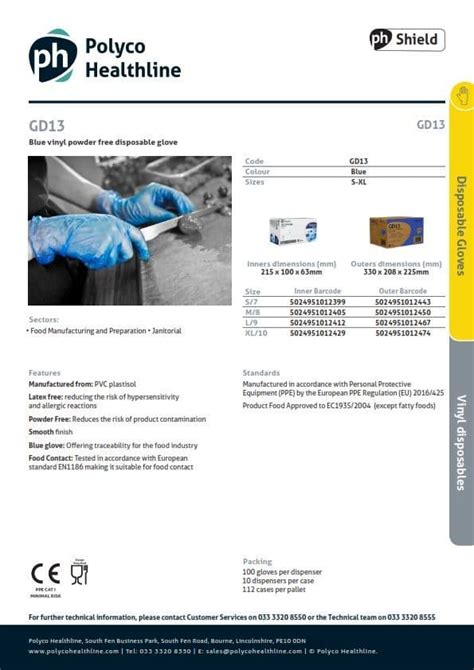 Gd13 Blue Vinyl Powder Free Disposable Glove