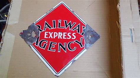 Original Vintage Railway Express Agency Porcelain Sign Antique Price