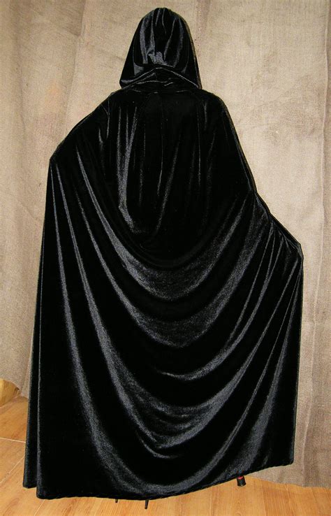 Black Long Velvet Hooded Cloak Raven Cloak Witch Cloak Etsy