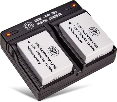 Bm Premium 2 Pack Of Lp E8 Lpe8 Batteries And Dual Battery Charger Kit For Canon