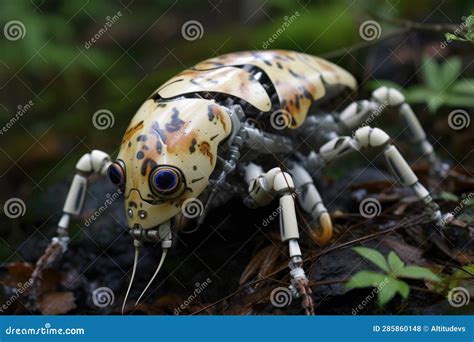 Biohybrid Robot With Camouflage Skin Blending In Nature Stock Photo