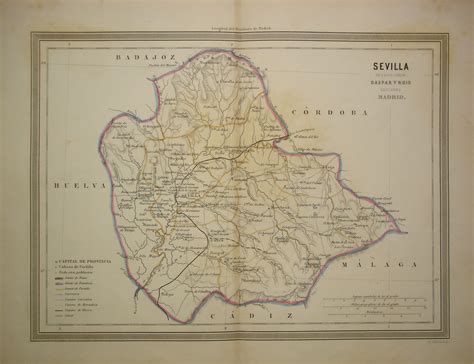 Mapa De La Provincia De Sevilla Del Siglo Xix Grabados Laurence Shand