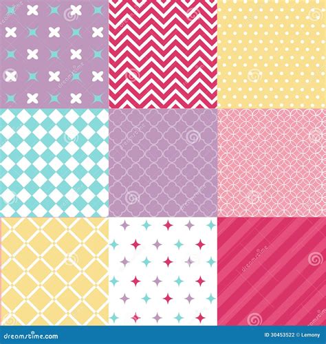 Seamless Patterns With Fabric Texture Stock Vector Illustration Of