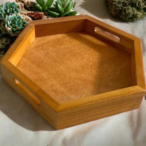 Jual Talam Kayu Sisi Enam Hexagonal Wooden Tray Baki Kayu Sisi Enam