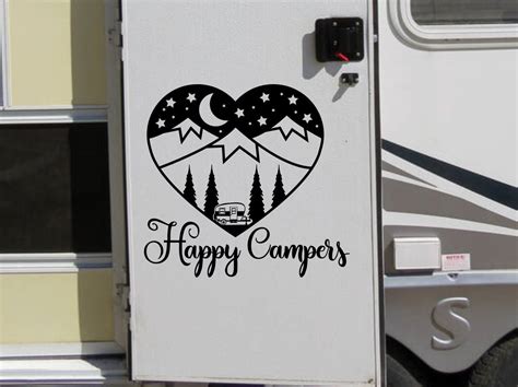 Happy Campers Decal For Rv Or Vintage Camper Heart Shaped Vinyl Rv