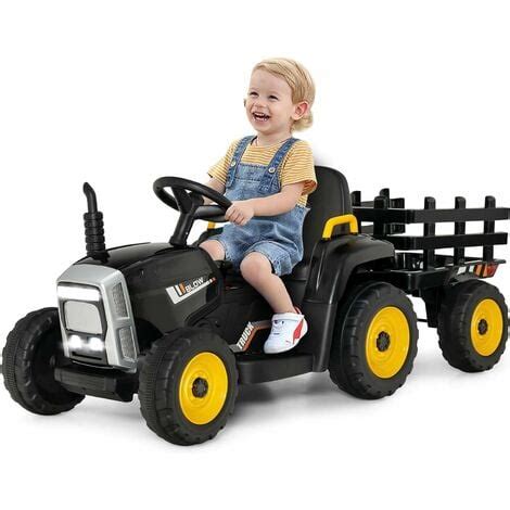 COSTWAY Tracteur Avec Remorque Electrique Pour Enfants 12 V Avec