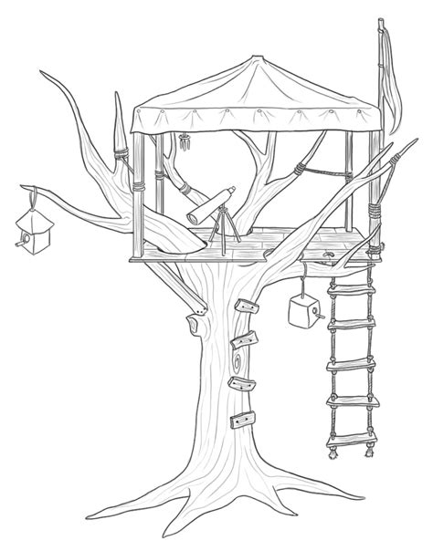 Zeichnungen Baumhaus Gebäude und Architektur zum Ausmalen Druckbare