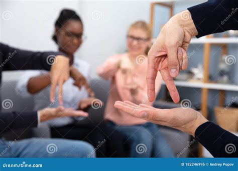 Deaf People Learning Sign Language Stock Photo Image Of Indoors Home