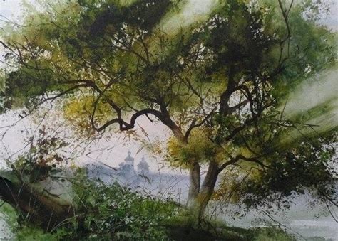Акварель. Дерево | Watercolor tree, Watercolor paintings, Tree painting