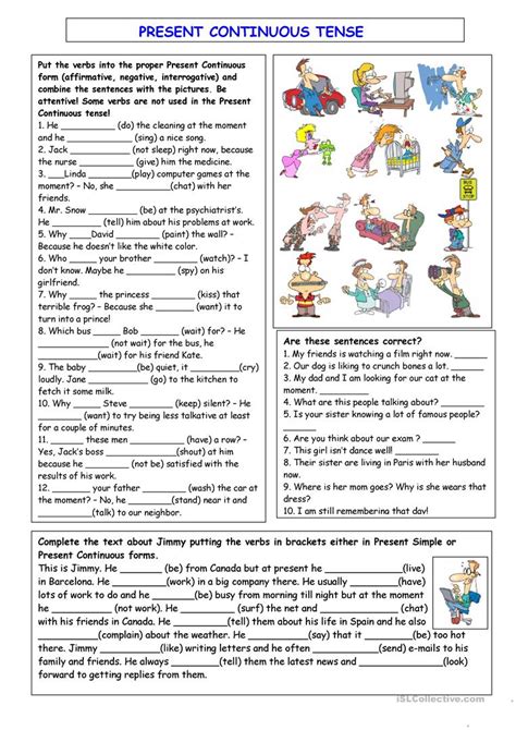 Present Continuous Tense English ESL Worksheets For Distance Learning