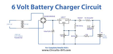 6V 4 5AH Battery Charger Circuit Using LM317T Voltage Regulator