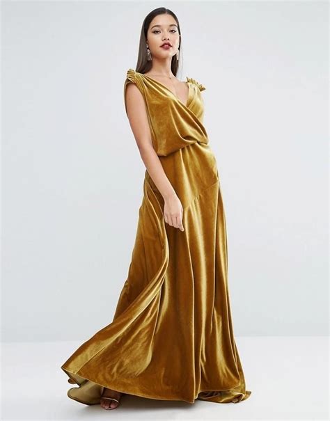 100 Crushed Velvet Fabric 58 Mustard Gold Asos Kleid Kleider