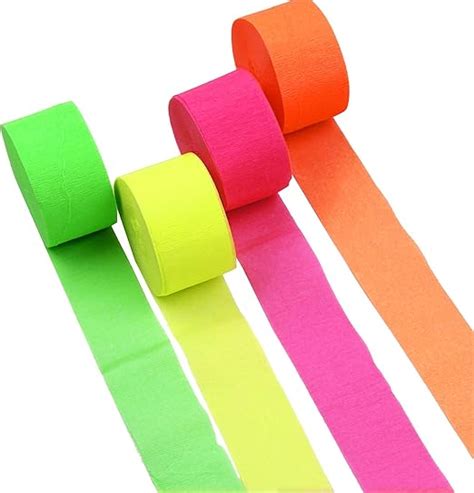 NICROLANDEE Blacklight Party Decorations 4 Rolls Glow Crepe Paper