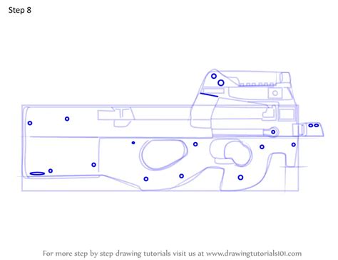 How to Draw P90 SMG from Rainbow Six Siege (Rainbow Six Siege) Step by ...