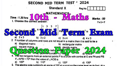 Th Maths Nd Mid Term Question Paper Th Maths Second Mid