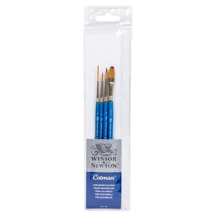 Set 4 Pinceles De Acuarela Mango Corto Cotman Winsor Newton Winsor