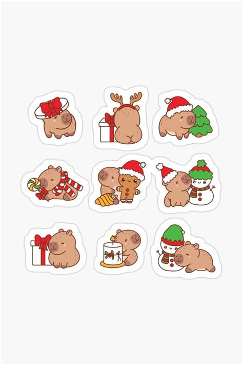 Xmas Cute Capybara Pack Sticker For Sale By OlyaLitvinova In 2024