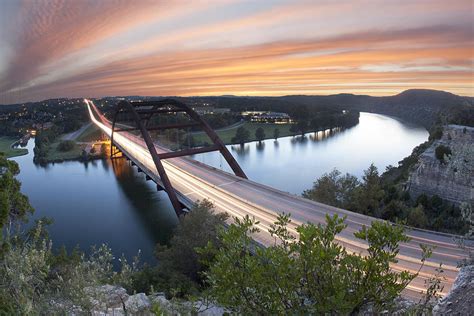 Pennybacker Bridge Sunset Near Austin Texas Photograph By Rob Greebon