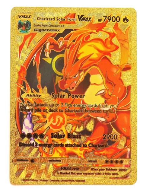 CARTE POKÉMON DORÉ ANGLAISE US Neuf Charizard solar form VMAX EUR