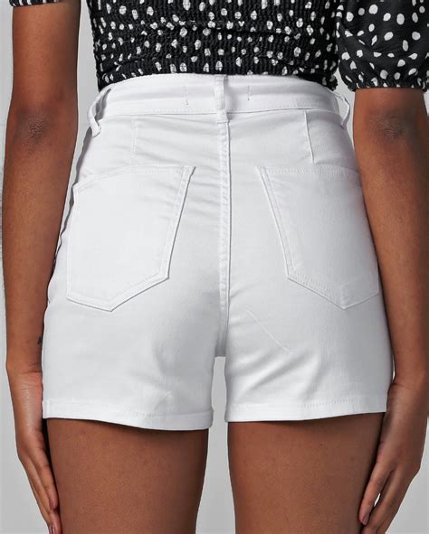 Riachuelo Short Jeans Color Feminino Hot Pant Branco Pool By Riachuelo