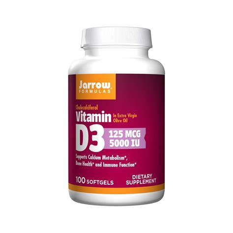 Jarrow Formulas Vitamin D3 5000 IU 100 Softgels Bei Metasport