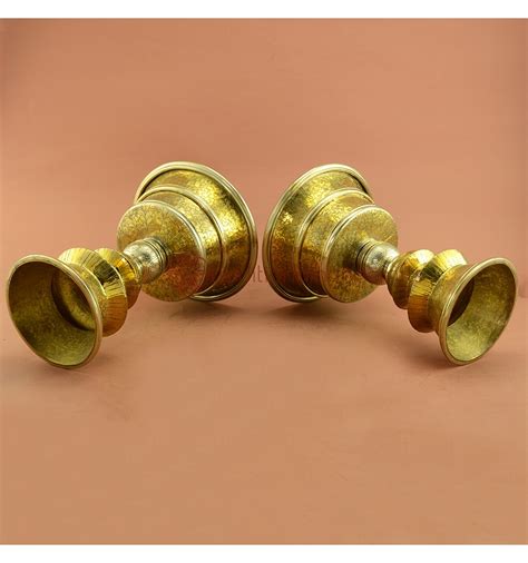 Fine Hand Carvings Tibetan Buddhism Brass Butter Lamps Set From Nepal