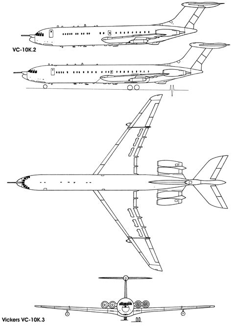 Vickers VC10 Blueprint - Download free blueprint for 3D modeling