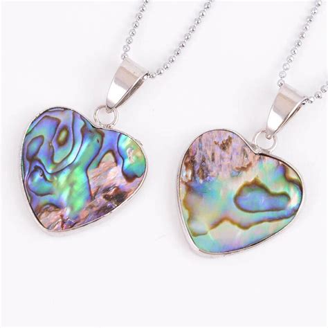 Rainbow Abalone Shell Pendant Heart Pendant Abalone Shell Etsy