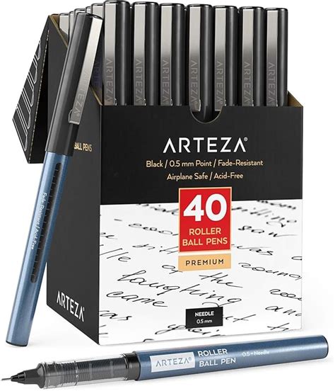 Amazon Arteza Rollerball Pens Fine Point Set Of 40 Black Liquid