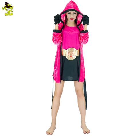 Women Boxer Costumes Knock Out Girl Female Boxer Boxing Fancy Dress Up