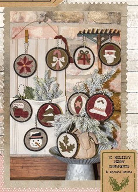 Primitive Christmas Ornament Pattern 10 Holiday Penny Etsy