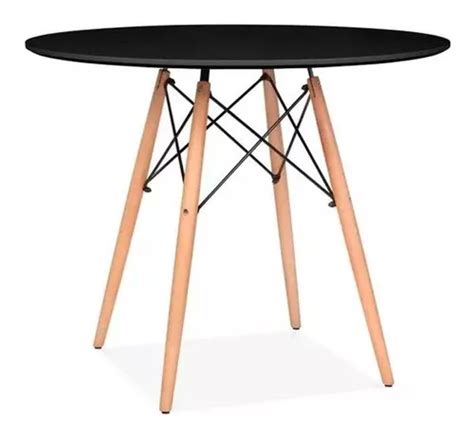 Mesa De Comedor Redonda Eames Eiffel Negra De Cm Color Negro