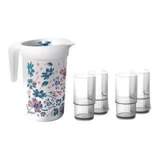 Tupperware Kit Jarra Ilumina 2 Litros Flores E 4 Copos Premier Em