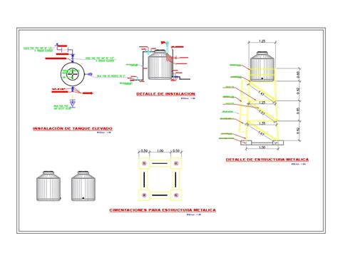 Detail Of Elevated Tank And Frame In Autocad Cad 14505 Kb Bibliocad