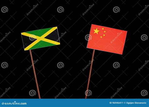 Jamaican Flag with Chinese Flag on Black Stock Image - Image of china ...